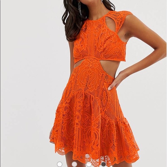 ASOS Dresses & Skirts - NWOT ASOS Orange Lace CutOut Party Dress
